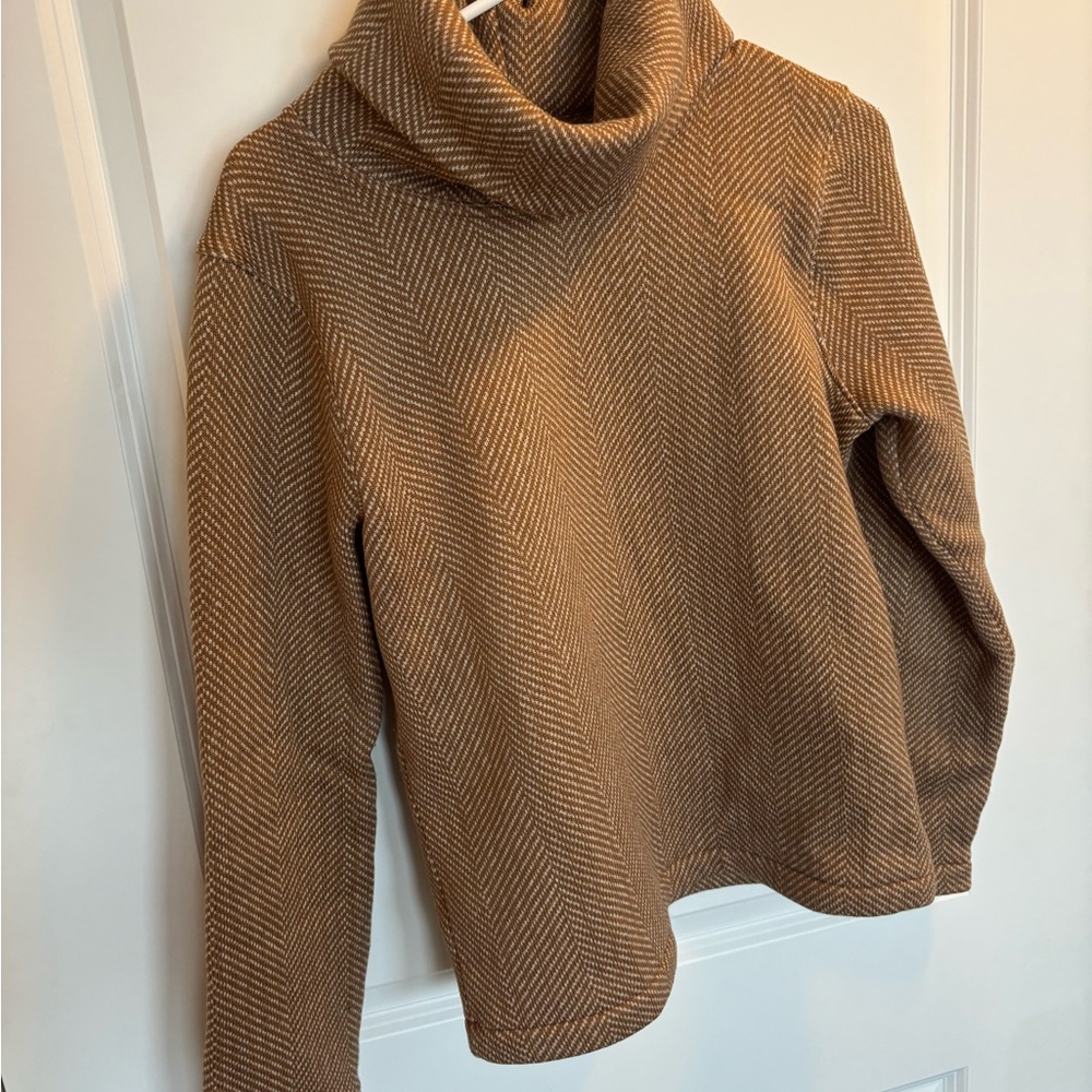 J.Crew Brown Herringbone Turtleneck Sweater